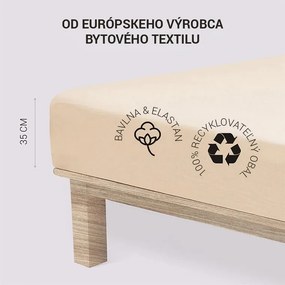decoDoma Cearșaf elastic jersey cu elastan culoarea cafelei set 2 buc 90 x 200 cm