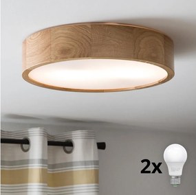 Brilagi - Plafonieră LED CARVALHO 2xE27/30W/230V, finisaj stejar, Ø 37,5 cm
