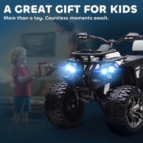 HOMCOM Quad Electric pentru Copii 3-5 Ani 12V, 3-8km/h Mini Quad pentru Copii cu 2 Motoare, Muzică, MP3, Conector USB, Card TF, Faruri și Pedală, Alb | Aosom Romania