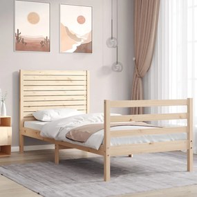 3194991 vidaXL Cadru de pat cu tăblie single, lemn masiv