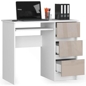 Masă PC Benicio  (Alb + cappuccino lucios) (D). 1069908