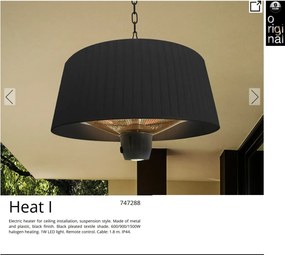 Încalzitor electric suspendat de terasa exterior cu iluminat si telecomanda IP44 Heat I