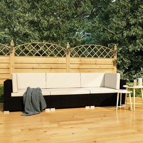 47264 vidaXL Set mobilier de grădină cu perne, 3 piese, negru, poliratan