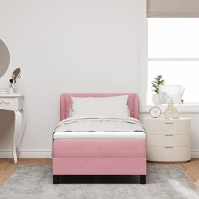 vidaXL Cadru de pat cu saltea Roz 90x200 cm Catifea