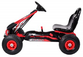 Kart cu pedale pentru copii NOVOKIDS® Top Racer PRO, Roti gomflabile din cauciuc, 3-7 ani , Maxim 25 kg, Structura metalica, Frana de mana, Functie