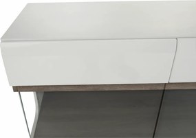 Comodă, albă strălucitoare HG/stejar sonoma închis, LYNATET TYP 42