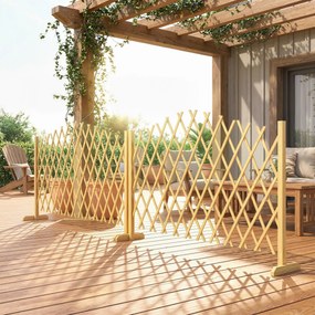 Outsunny Set de 2 panouri extensibile de gard pentru grădină exterioară din lemn pentru decor terasă 180x30x103 cm Natural | Aosom Romania