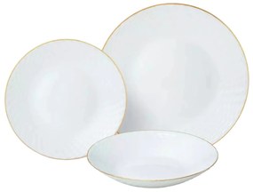 Set farfurii 18 piese, alb cu detalii aurii Kinghoff KH1876