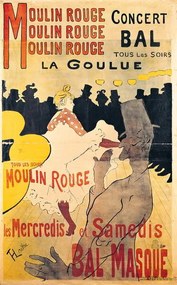 Toulouse-Lautrec, Henri de - Reproducere Poster advertising 'La Goulue' at the Moulin Rouge, 1893, (24.6 x 40 cm)
