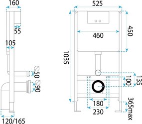 Cadru WC incastrat Rea cu buton HD auriu