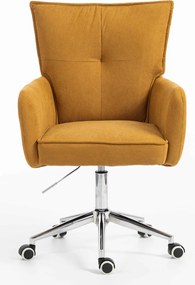 HR250K Scaun Catifea Reiată Premium Ruloare Curry Galben Bază Cromata