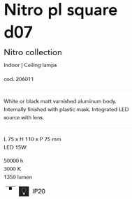 Spot LED aplicat modern Nitro pl square d07 BIANCO