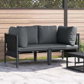 vidaXL Mobilier pentru Exterior cu pernă cu pernă 2 pcs Antracit Oțel