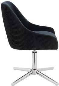 HR920CROSS Scaun Neagră din Catifea cu Bază Cromata