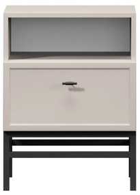 Noptieră Lorini 45 cm cu sertar - cașmir / mâner negru T-bar / cadru