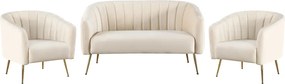 Canapea de design cu 2 locuri, ţesătură Velvet bej/gold crom-auriu, BAGY