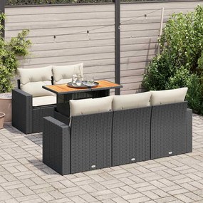 vidaXL Set mobilier de grădină cu perne, 6 piese, negru, poliratan