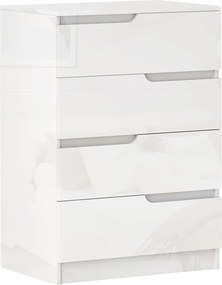 HOMCOM Comodă cu 4 Sertare Modernă și Minimalistă, Comodă din Pal Melaminat, 60x40x85 cm, Alb Lucios | Aosom Romania