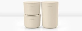 Set 3 recipiente depozitare Brabantia ReNew 1006269, 3 cutii, Fund moale anti-alunecare, Bej