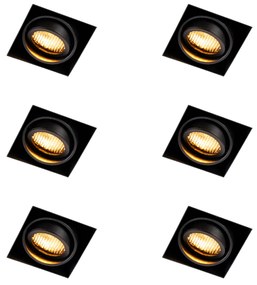 Set de 6 spoturi încastrate negre reglabile fără ramă - Oneon Honey