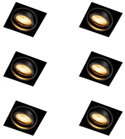 Set de 6 spoturi încastrate negre reglabile fără ramă - Oneon Honey