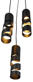 Moderne hanglamp zwart 3-lichts - Stream