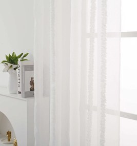 Draperie alba TASMA cu model 140x250 cm Agatat: Inele metalice