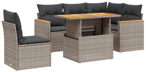 3273083 vidaXL Set mobilier grădină cu perne, 6 piese, gri, poliratan