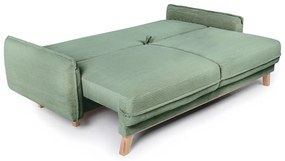 Canapea verde-deschis extensibilă cu tapițerie din catifea reiată 218 cm Tori – Bonami Selection