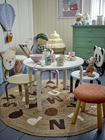 Covor rotund pentru copii din iută, maro, cu litere imprimate, 130 cm, „Dinne"