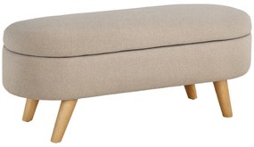 HOMCOM Bancă cu Spațiu de Depozitare Ascuns, Bancă Tapițată cu Picioare din Lemn și Poliester, 110x40x43 cm, Bej | Aosom Romania