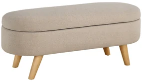 HOMCOM Bancă cu Spațiu de Depozitare Ascuns, Bancă Tapițată cu Picioare din Lemn și Poliester, 110x40x43 cm, Bej | Aosom Romania