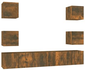 3120242 vidaXL Set comodă TV, 7 piese, stejar fumuriu, lemn compozit