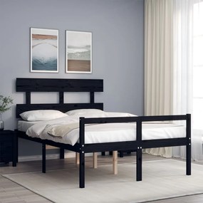 3195350 vidaXL Cadru de pat cu tăblie, negru, 120x200 cm, lemn masiv