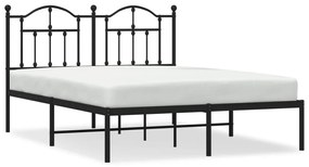353438 vidaXL Cadru de pat metalic cu tăblie, negru, 135x190 cm