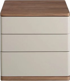 Noptiera cu 3 sertare furnir din lemn de nuc si MDF lacuit, Anna