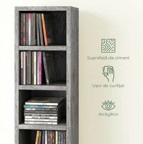 HOMCOM Raft Bibliotecă Pentru CD-uri cu 12 Polițe pentru 204 CD-uri, din MDF și PAL, 21 x 20 x 175 cm, Gri | Aosom Romania