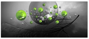 Tabloul cu bile abstracte verzi (120x50 cm)