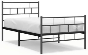 355668 vidaXL Cadru pat metalic cu tăblii de cap/picioare, negru, 80x200 cm