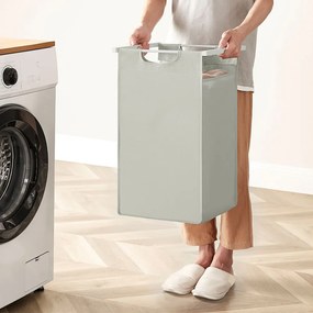 Coș de rufe cu 3 compartimente, alb murdar