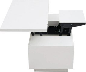 Masă de cafea modernă, multifuncțională, cu mecanism dublu de ridicare și spațiu de depozitare ascuns, 100×50×43 cm, Alb