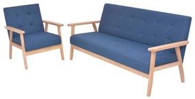 vidaXL Set canapea, 2 piese, textil, albastru