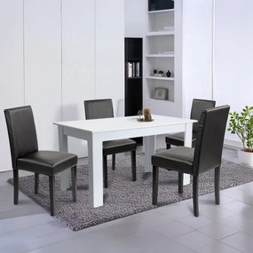 Set de masă Leon 4+1 alb-negru