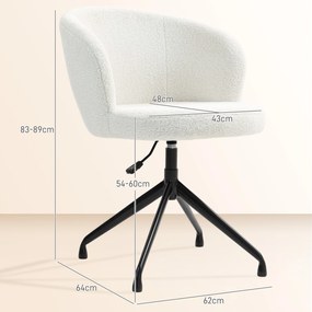 HOMCOM Fotoliu de birou ergonomic siège pivotant înălțime reglabilă capacitate 120 kg acoperire din țesătură de buclă crem | Aosom Romania