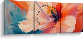 Tablou - Floare pictată (cu ceas) (90x30 cm)