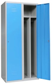 Dulap metalic, 80 x 50 x 180 cm, încuietoare cu cilindru, albastru - ral 5012