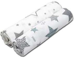 Set 2 paturici muselina 110x110 cm Kidizi All Mint Stars, 100% bumbac