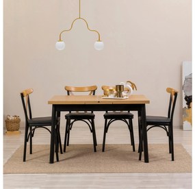 Set mobilier sufragerie Duvasa 10 (negru) (pentru 4 persoane). 1093812