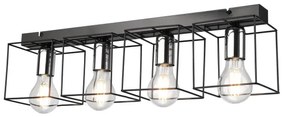 Plafonieră MIKA 4xE27/60W/230V 61 cm negru/crom