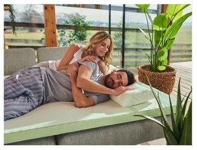 Resigilat: Topper Dormeo Nature Aloe Vera II D110081467, 5cm, 90x200cm, Spuma 3D Orthocell, CleanEffect, Sistem AirX, Anti-alunecare, Alb/verde